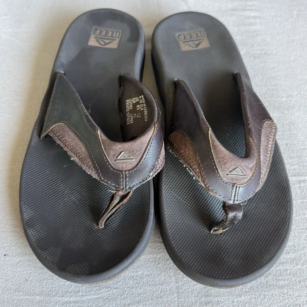 Size 12 - Reef Men's Leather Fanning Bottle Opener Sandals